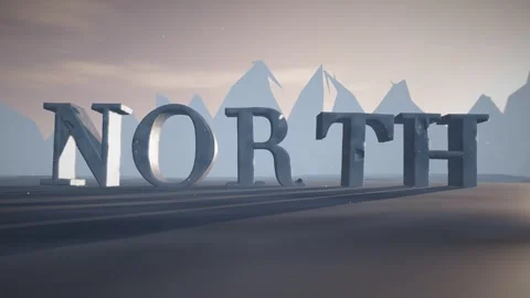 North Snow Capped Ice Letters on a Frozen Glacier Plain in Cold Polar Light 스톡 동영상 342079761