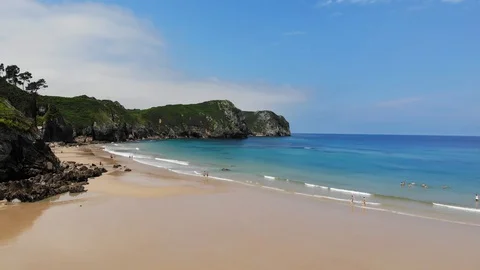 North Spain Beach Aerial View Stock-Footage 130052652