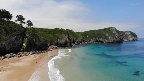 North Spain Beach Aerial View Stock-Footage 130069167