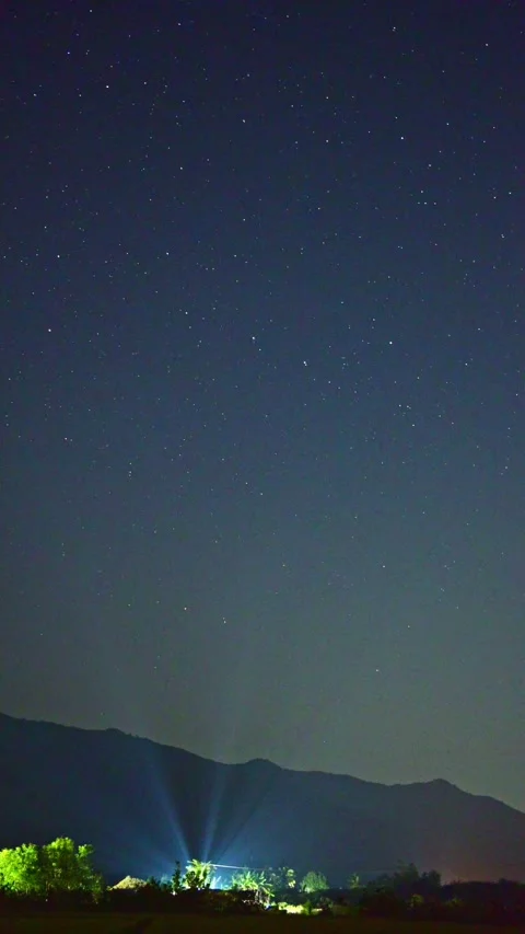 North Star Dancing – Mountain Night Sky Magic Stock Footage 313558196