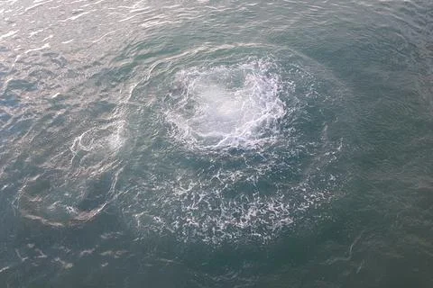 North stream explosion, underwater bubbles, gas danger, splashing liquid Stock Photos