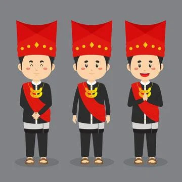North Sumatra Character with Various Expression Stock Illustration