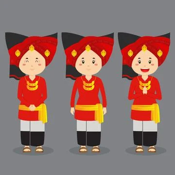 North Sumatra Character with Various Expression Stock Illustration