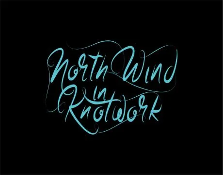 North Wind In Knotwork Lettering Text on Black background in vector illustrat Stock Illustration