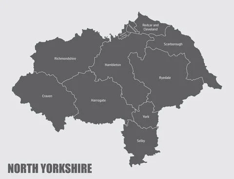 North Yorkshire county administrative map Stock Illustration