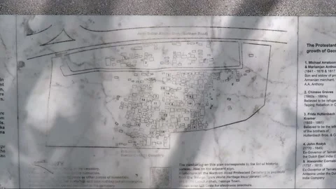 Northam Road Protestant Cemetery Plan Plate, George Town, Penang, Malaysia Stock Footage 299631335