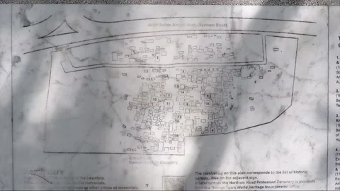 Northam Road Protestant Cemetery Plan Plate, George Town, Penang, Malaysia Stock Footage 299631405