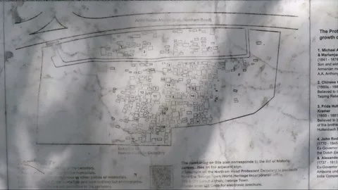Northam Road Protestant Cemetery Plan Plate, George Town, Penang, Malaysia Vídeos de archivo 299631440