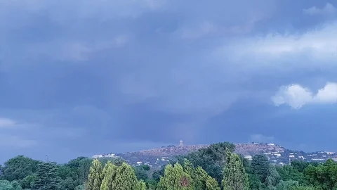 NORTHCLIFF THUNDER CLOUDS pan Right into Lightning strikes HD Stock Footage 98843093