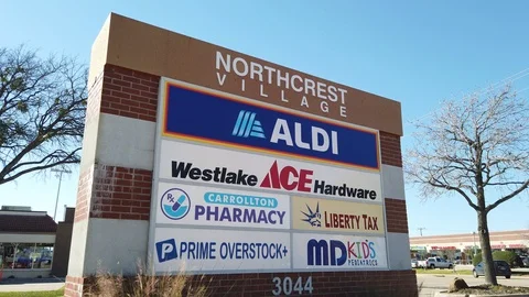 Northcrest Village shopping mall sign Stock Footage