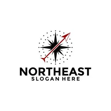 Northeast Compass logo design vector template, Creative compass logo with arr Stock Illustration