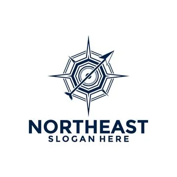 Northeast Compass logo design vector template, Creative compass logo with arr イラスト素材