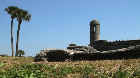 Northeast corner of the Castillo de San Marcos in St. Augustine, Florida Video stock 41689882