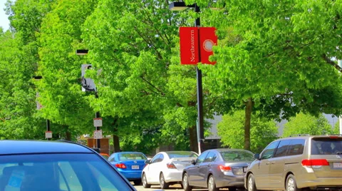 Northeastern University Campus Flag Stock Footage 39054566