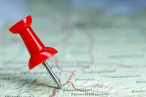 Northeim, Germany pin on map Stock Photos