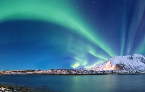 Northen light landscape Stock Photos
