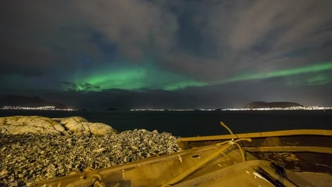 Norther Lights with anchor Stock Footage 87954331