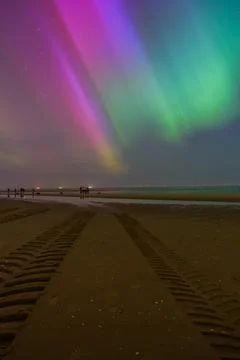 Norther lights at the beach Stock Photos