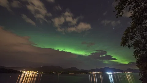 Norther Lights with clouds Stock Footage 87960019