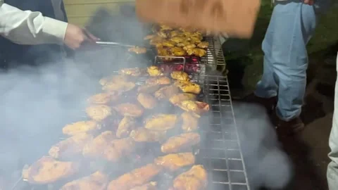 Northern BBQ Time-Lapse – Grilling on Sekh with Flames and Sizzling Meat 動画素材 300797795