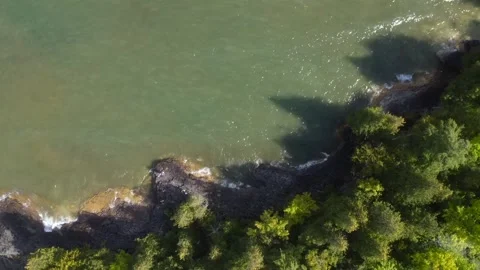 Northern Beach with Waves - Aerial Stock Footage 249461235