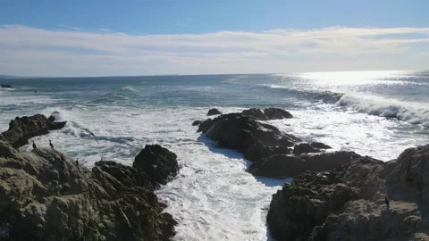 Northern California ocean cliffs, beached, and waves Video stock 272494059