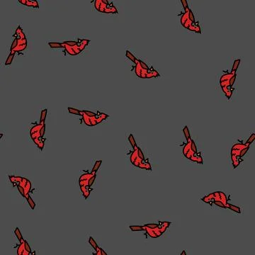 Northern cardinal bird exotic vector seamless pattern 库存插图