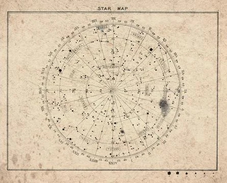 Northern Celestial Hemisphere Index Map Stock Photos