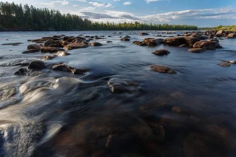 Northern cold river Stock Photos