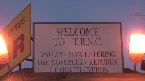 Northern Cyprus border guard checkpoint in Nicosia, tilt to TRNC sign Stock Footage 61518866