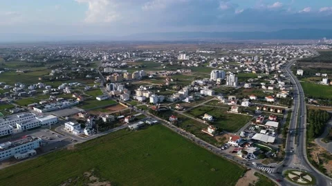 Northern Cyprus. Drone. Buildings, fields and the sea. City life. Tourists. Stock Footage 231784635