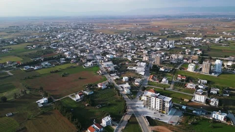 Northern Cyprus. Drone. Buildings, fields and the sea. City life. Tourists. Stock Footage 231784751