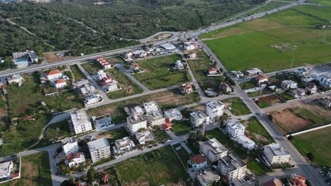 Northern Cyprus. Drone. Buildings, fields and the sea. City life. Tourists. Stock Footage 231784837