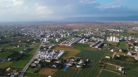 Northern Cyprus. Drone. Buildings, fields and the sea. City life. Tourists. Stock Footage 231785174