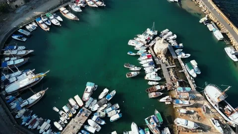 Northern Cyprus. Drone of mountains, sunlight, ocean. Beautiful beach. Ships Stock Footage 231164589