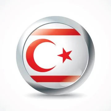 Northern Cyprus flag button Stock Illustration