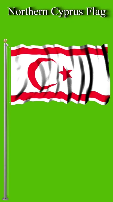 Northern Cyprus Flag Motion Graphics 4K Green Screen Animation Stock Footage 320808306