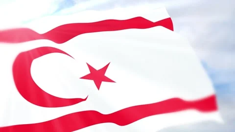 Northern Cyprus Flag Seamless Loop 4k 60fps on Sky Background Stock Footage 340621114
