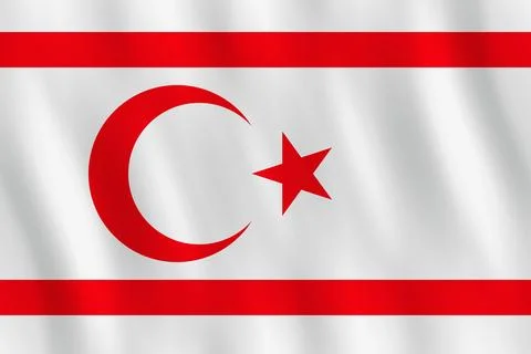Northern Cyprus flag with waving effect, official proportion. Stock Illustration