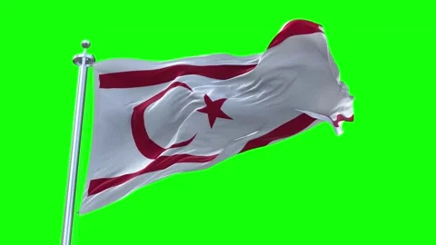 Northern Cyprus Flag Waving in Loopable and Textured green screen background Stock Footage 296875939