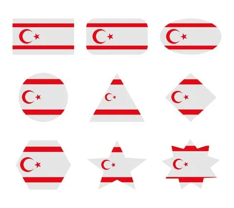 Northern cyprus set of flags with geometric shapes Stock Illustration