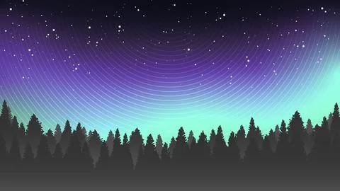 Northern light landscape. Stock Illustration