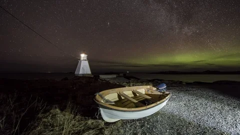 Northern Lights from coast Stock Footage 87766273