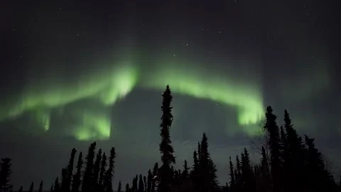 Northern Lights dancing in real time above Alaska Stock Footage 138282694