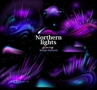 Northern lights, Glowing vector elements 库存插图