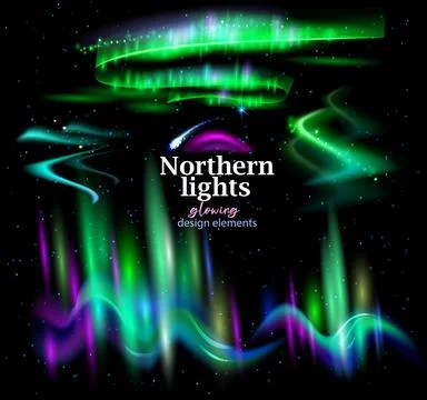 Northern lights, Glowing vector elements 库存插图