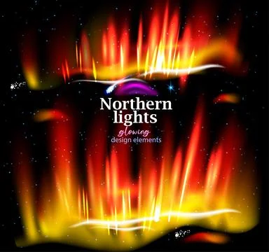 Northern lights, Glowing vector elements 库存插图