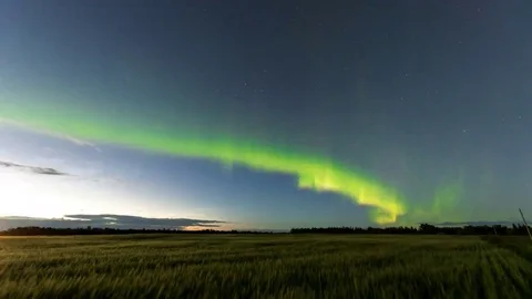 Northern lights just after sunset Stock Footage 69211768