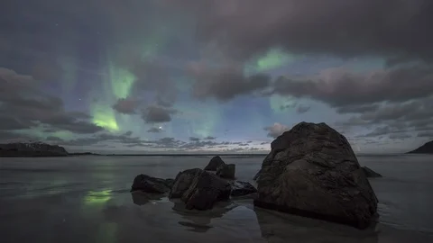 Northern Lights in the Lofoten Stock Footage