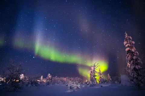 Northern Lights in North Pole Stock Photos